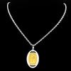 Pendentif Médaille Ovale Coran Islamique Musulman Allah Chaîne Collier Acier Inoxydable pour Hommes Femmes Couleur Or Argent Bijoux Arabes Cadeau