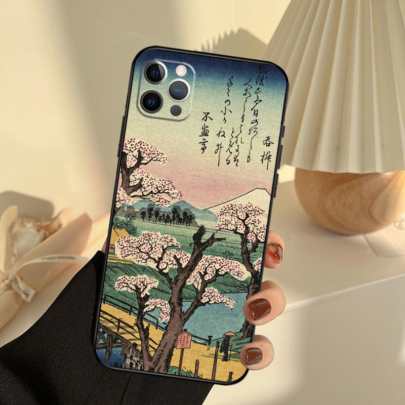 Japanese Style Art Phone Case For iPhone 16 14 13 12 11 15 17 Pro Max 13 mini 15 16 Plus 16e 17 Air Cover Funda