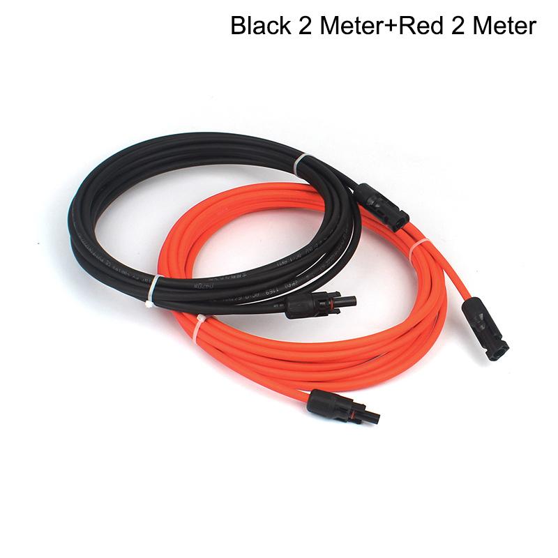 Solar Panel Extension Cable MC4 Connectors,14AWG (2.5mm²) Male-Female PV Wire 1 Core, Red Black DC Cable , 1000V 30A, (1m/2m/3m)
