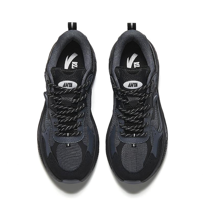 Anta Star Comfortable Fashion Sports Non-Slip Wear-Resistant Breathable Low-Top Dad Shoes Men sneaker Black Gray 912518806-5