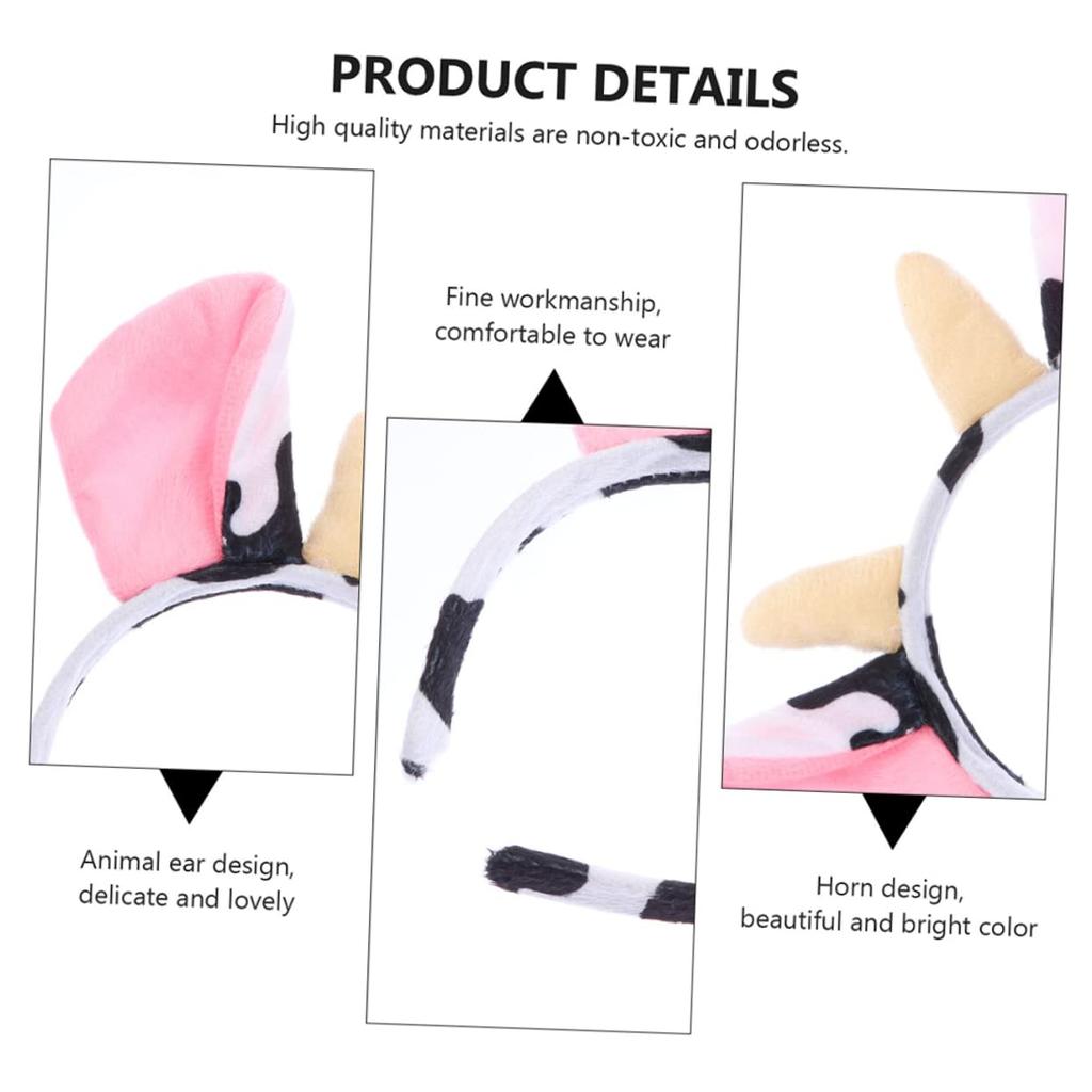 Kuh Stirnband Tier 4 Stück Kuh Hut Stirnband Kinder Maskerade Erwachsene Party Kostüm Zubehör Set Lustige Kuh [Beaupretty]