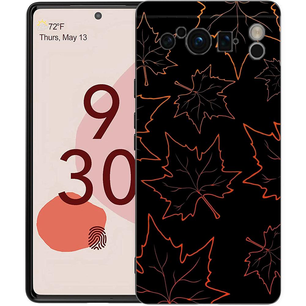 Autumn Leaves Fall Fox Pumpkin Halloween Phone Case For Google Pixel 8 A 7 6 Pro 6A 5G Black Soft Back Cover Silicone TPU Shell