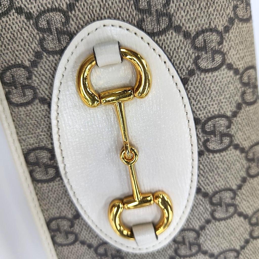 [Pre-Owned] Gucci Horsebit 1955 Wallet With Chain 'Beige/Ebony/White' - Very Good #OAA7PE