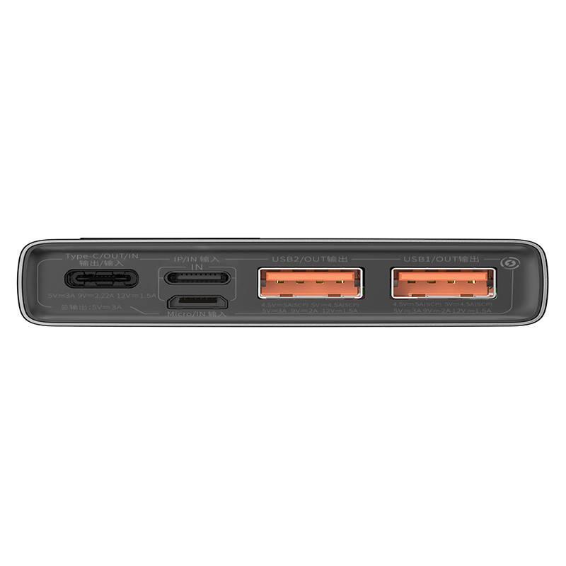 Powerbank Baseus Adaman Metal, 10000Mah, 2Xusb, Usb-C, Lightning, Microusb 22.5W (Czarny)