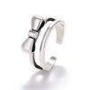 Trendy Double Layer Open Bow Ring: Retro Korean-Style Silver Jewelry for Women