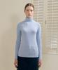 BASIC HOUSE Women'S Stretch Turtleneck Long Sleeve T-Shirt Blue Lats0218