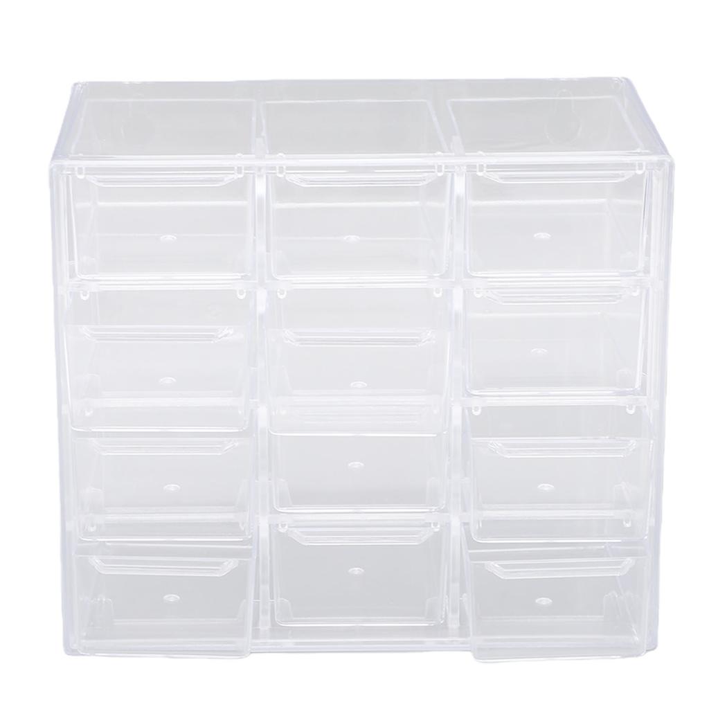 Large Capacity Daily Contact Lens Organizer Wall Mount Desktop Clear Drawer Daily Lens Storage Case 12 Grids Transparent