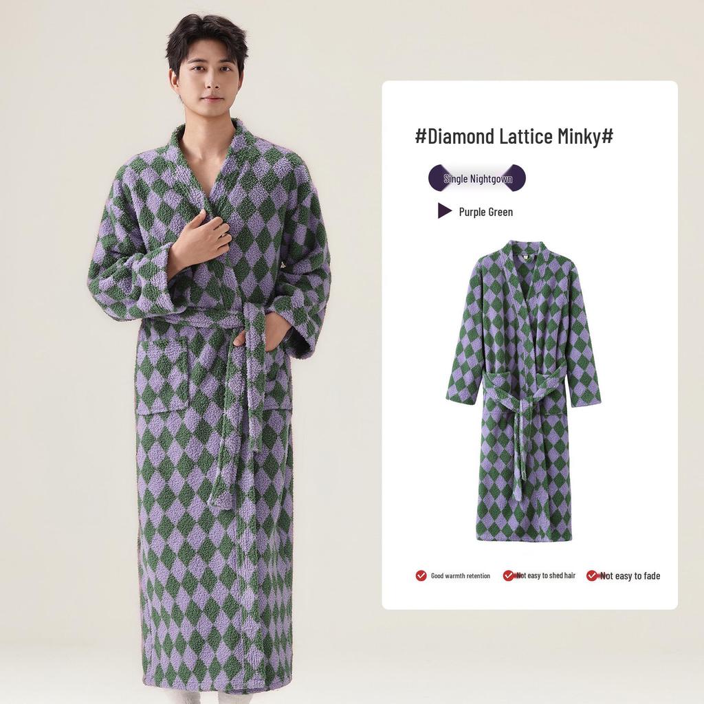 2025 Damen Verdickter Plüsch Velours Bademantel - Winter Lang Korallenfleece Homewear für Paare