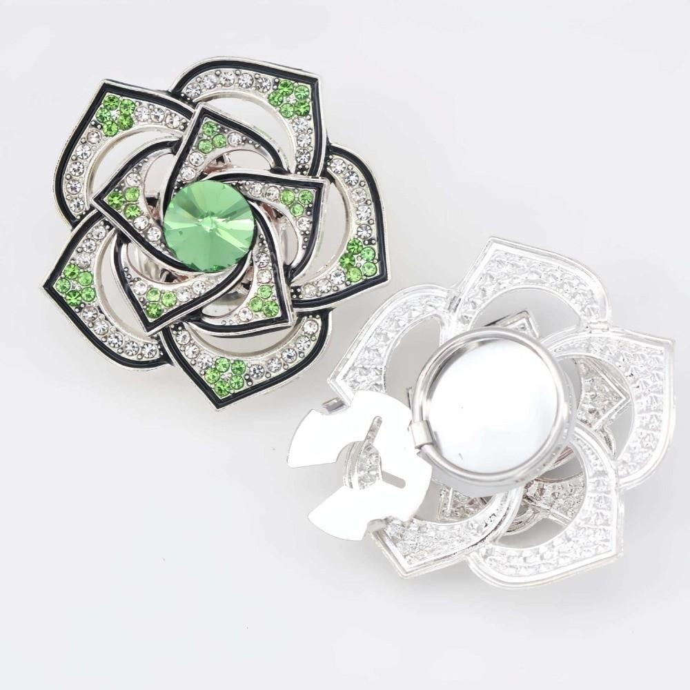 

Gifts Double-layer Rose Rhinestone Button Cover Sewing-free Cufflinks DIY Rotating Button Sewing Accessories Snap Button Caps зелений