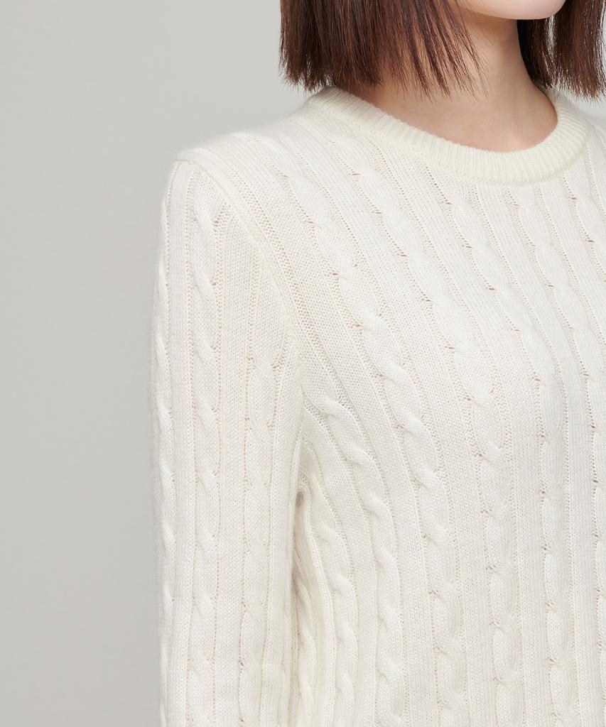 MUSINSA STANDARD WOMAN Women'S Angora Blend Cable Crew Neck Knit [Ivory]
