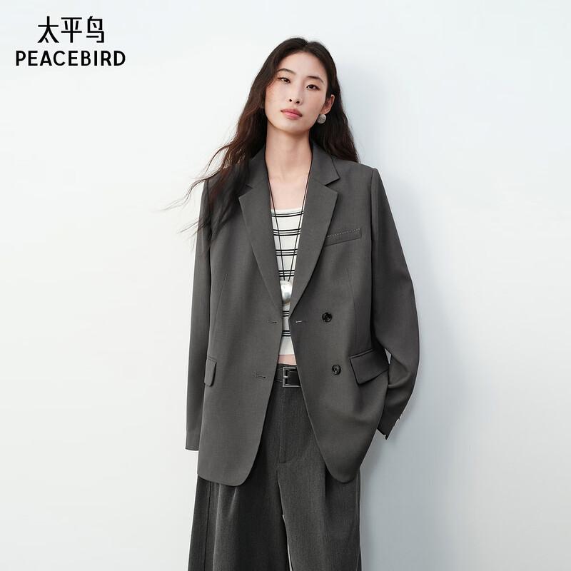 PEACEBIRD Women s Notched Lapel Single-Breasted Blazer S