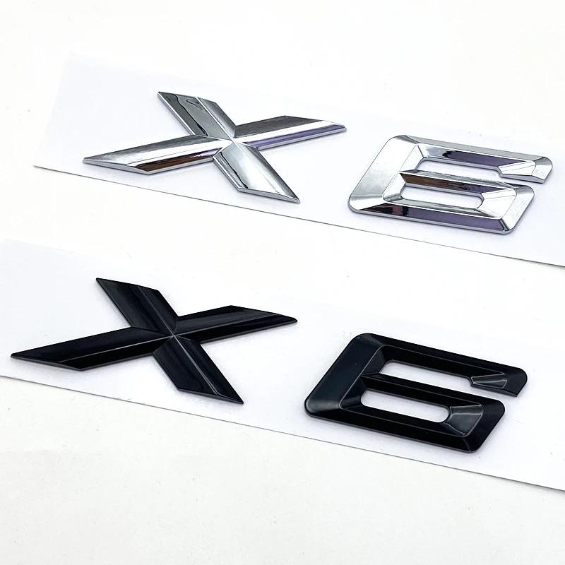 3D ABS Black Chrome Car Letters Rear Trunk Badge X6 Logo For BMW X6 Sticker Emblem X6 Lettering Accessories