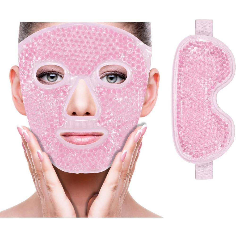 

Охлаждающая ледяная маска для лица и глаз для уменьшения отечности, ,Горячий/холодный компресс с мягкой плюшевой подкладкой (синий(1* Маска для глаз+1*Маска для лица)) розовый