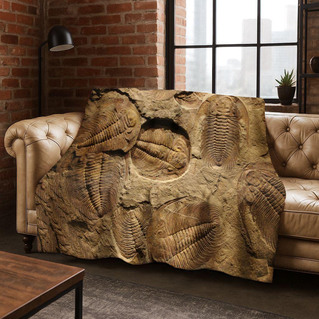 Ancient Creatures Dinosaur Ammonite Fossil Art Flannel Blanket,Cozy Soft Throw Blanket for Home Bedroom Bed Sofa Cover Gift Kid
