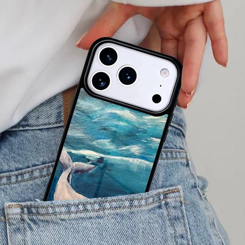 Beautiful Blue Whale Painting Soft Phone Case for iPhone 16e 15 14 13 12 17 Pro Max Plus Air 17pro Cover Coque