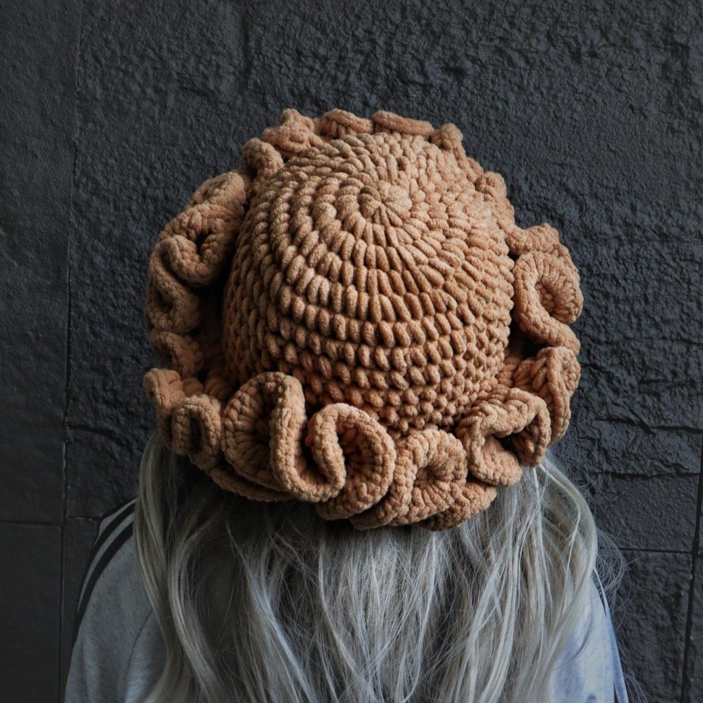 Ladies knitted plush hat cute lace hat ruffle edge hat autumn and winter warm halloween adult hat