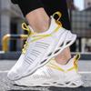 Men's Breathable Knit Athletic Sneakers Non-Slip Blade Sole Casual Running Shoes with Contrast Laces