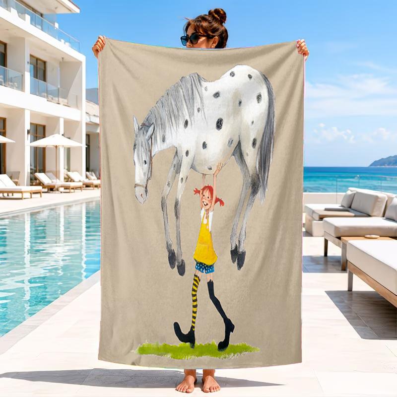 Pi-ppi And Horse Friendship Beach Towel, Microfiber Beach Towel, Perfect For Pool, Beach, Travel, Home Decor Beach Party Fan Gifts