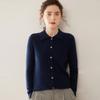 Women's Cable Knit Cashmere Cardigan - Polo Collar, Buttoned, College Style, Fall/Winter Layer