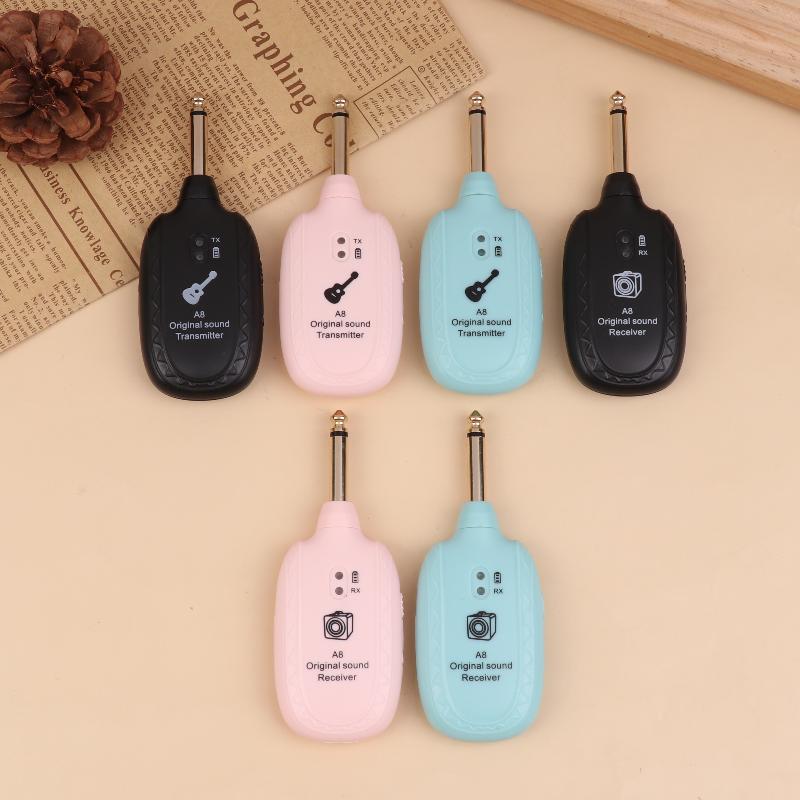 A8 Guitar Wireless System Transmitter Receiver Built- In Rechargeable Wireless Guitar Transmitter