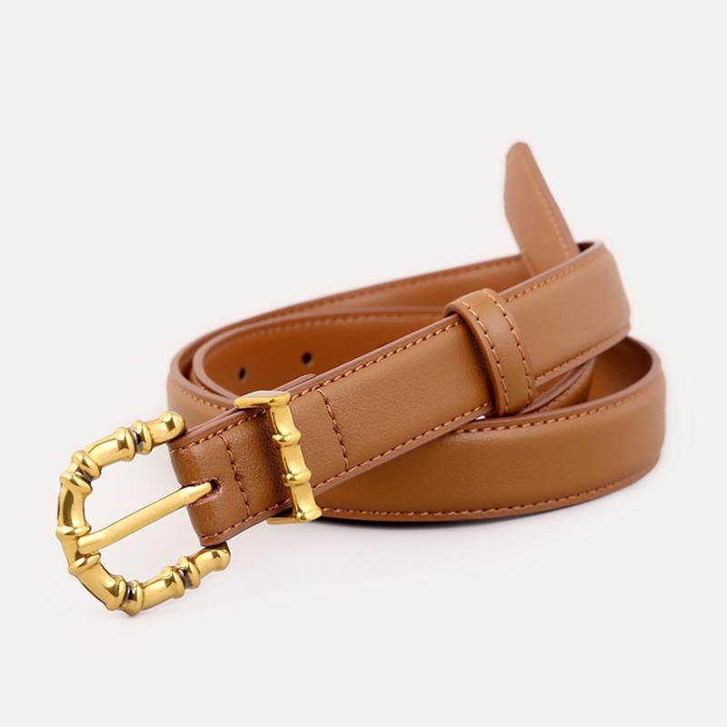 Twolayer Leather Belt With Pin Closure For Women Fashionable Waist Accessory коричневый