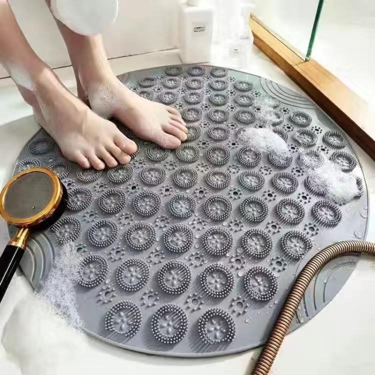Round Anti-Slip Shower Mat with Suction Cups - Bathroom Floor Massage Pad