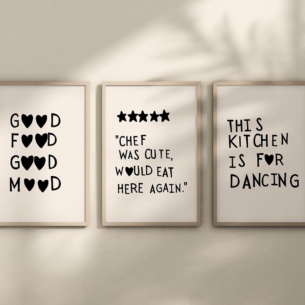 

Декор Кухня Цитата Декор Стены Черный Бежевый Эта кухня Для Танцев Стены Искусство Плакаты Магазин Кафе Комната Холст Картины Печать 21x30cm No Framed
