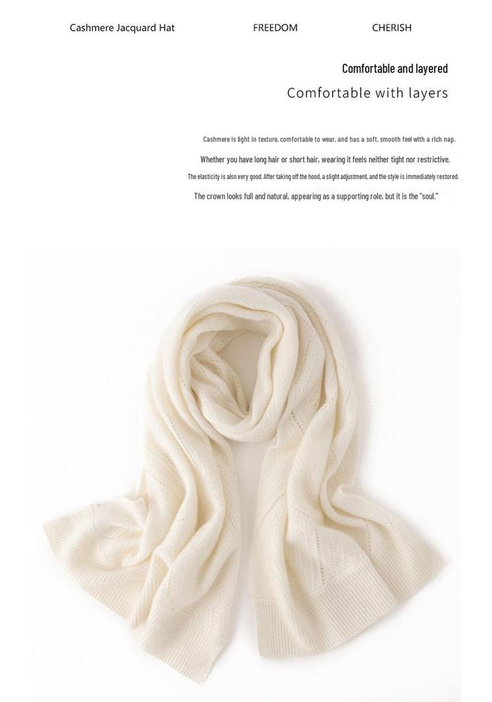 Women's 100% Pure Cashmere Hollow Knit Shawl, Versatile Solid Color Scarves, New Fashion Warm Wrap