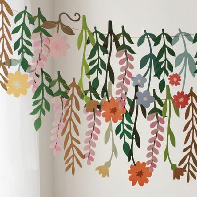 Quick Mount Floral Hanging Banners Decoration Leaf Pattern Party Garlands Double Sided Festival Ornament