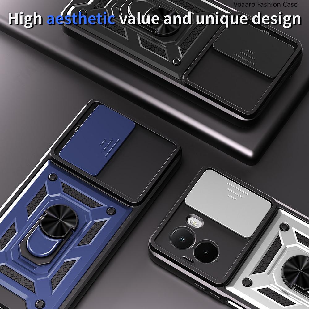 Slide Lens Armor Funda for Xiaomi POCO M7 4G Case for POCO M7 Plus 5G Case Magnetic Ring Stand Holder Cover Shockproof Capa