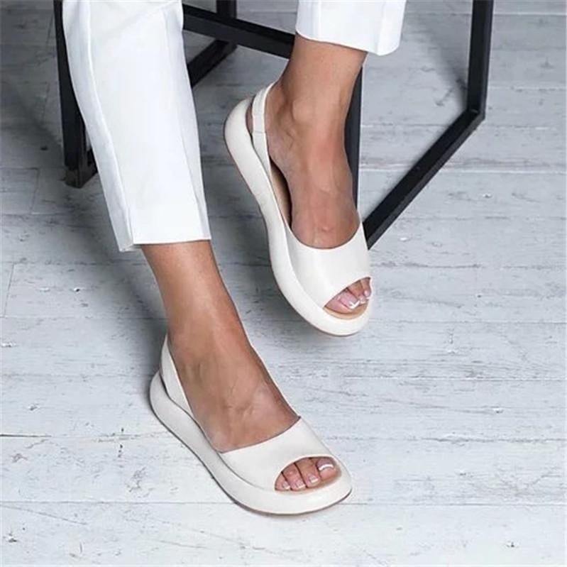 Damen Sommer 2020 Modische Übergröße Flache Fischmaul-Sandalen - Europäischer & Amerikanischer Stil