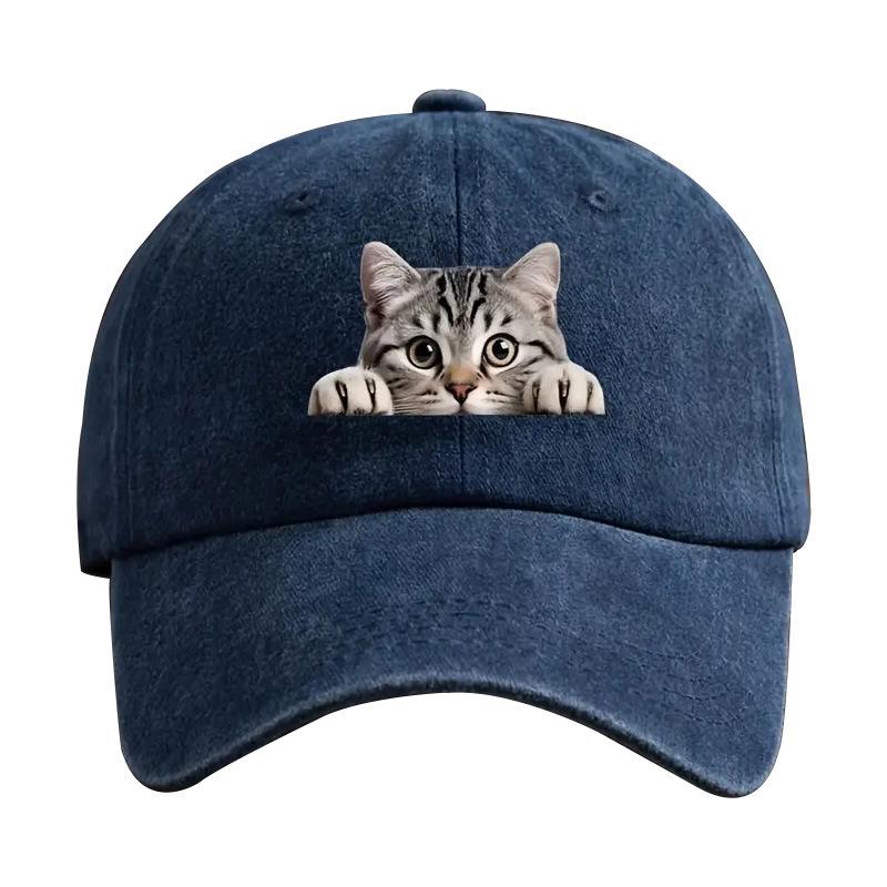 Fashion Washed Cotton Denim Baseball Caps Men Women Vintage Animal 3D Print Outdoor Sports Trucker Dad Hat Sun Hats