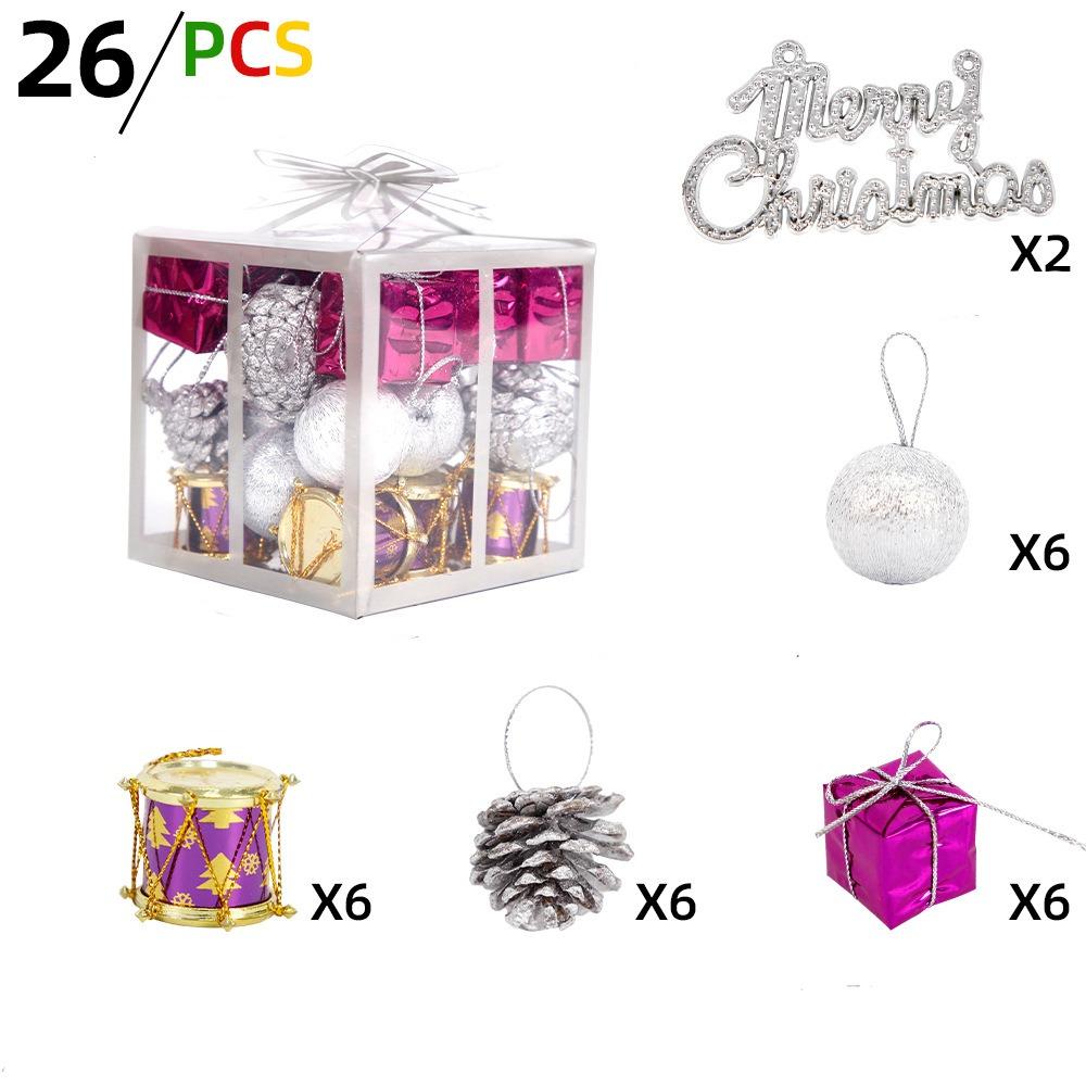 

26pcs Multiple Styles Christmas Tree Hanging Gifts Box Mini Xmas Tree Hanging Ornament Navidad фиолетовый