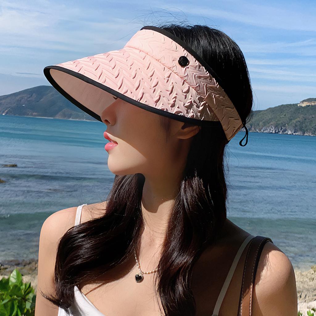 Women Sun Hats Summer Fashion Large Brim Empty Top Casual Sport Beach Sun Visor Hat For Outdoor Cycling