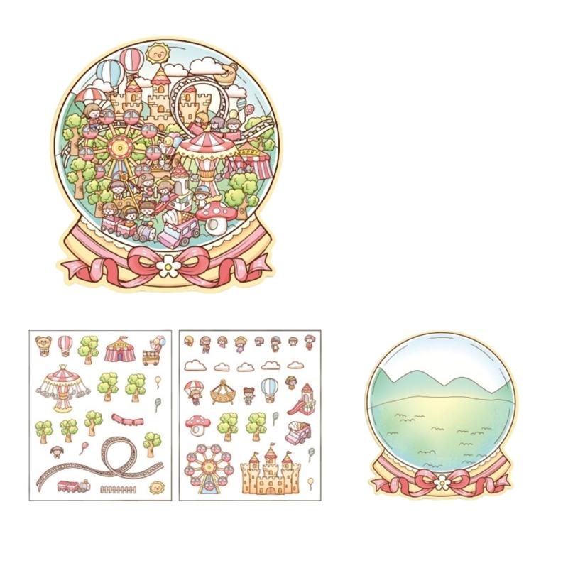 

Reusably 3D Piling Sticker For Children Interactively Family Craft Set With 4 Theme Designs And Grip Tweezers