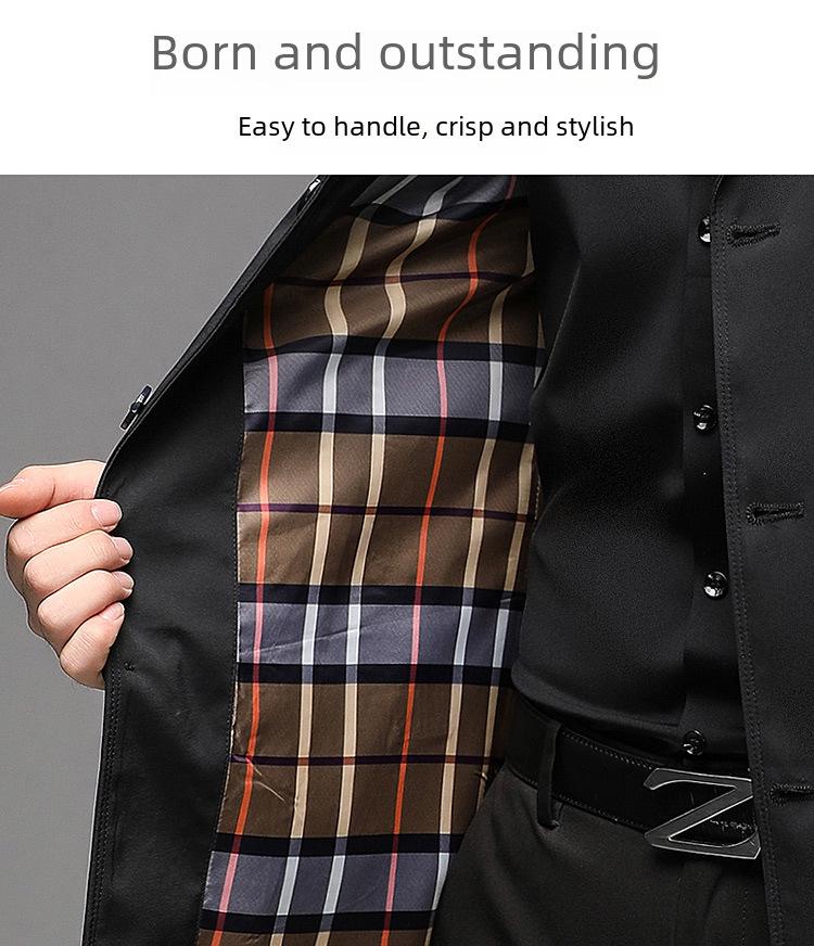 Men's Mid-Length Trench Coat, Autumn Korean Style Jacket, Simple Design, 9 Colors Available