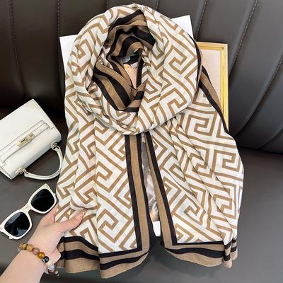 New Spring And Autumn Imitation Cotton And Hemp Square Scarf Women'S Versatile Style Fashion Scarf Multi Functional Hair Binding Headscarf