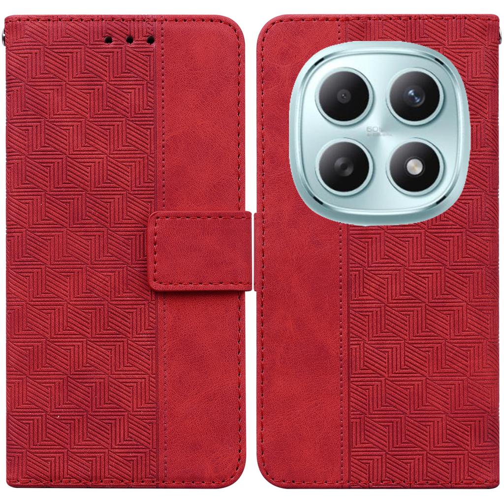 For Xiaomi Poco M8 5G/Redmi Note 15 5G (Global) Case Geometry Pattern Leather Wallet Phone Cover with Wrist Strap