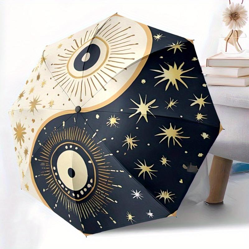 1pc Celestial Yin Yang Symbol Automatic Open/Close Umbrella, Umbrella with cartoon Design, Portable Compact Umbrella for Men & Women, Good H