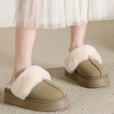 2024 New Warm Women's Winter Thick-soled Short Plush Ankle-length Casual Toe-cap Plush Cotton Slippers