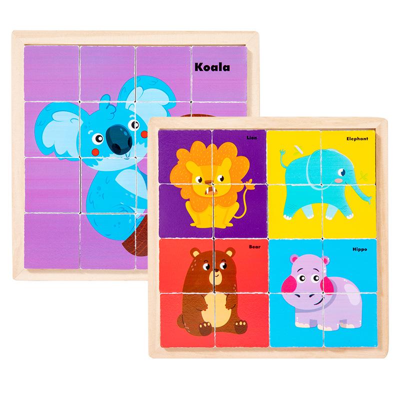 

Деревянный 3D-пазл из 8 частей: Мультяшные блоки с животными для развития детей