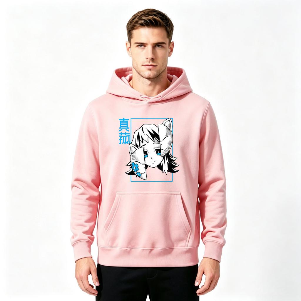 Men's Casual Anime Cat Ear Character Print Pullover Hoodie Long Sleeve Comfortable Streetwear Sweatshirt