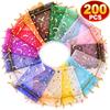 200PCS Drawstring Closure Drawstring Mesh Bag Sheer Fabric Transparent Gift Bag  Gift Wrapping