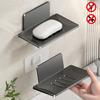 Suporte de saboneteira removível adesivo preto branco cinza alumínio criativo lavatório lavagem das mãos banheiro chuveiro saboneteiras prateleira