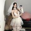 Lace See-Through Deep V Cutout Bodysuit Pajama Set for Women