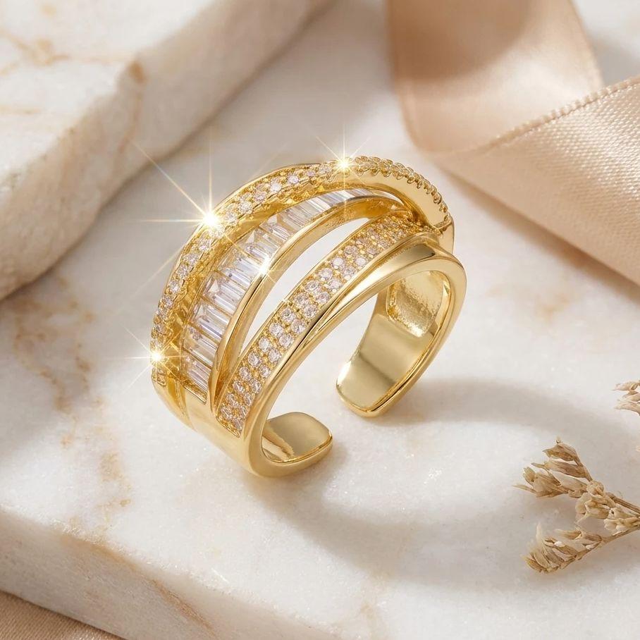 Exquisite Micro Pave AAA Cubic Zirconia Winding Rings for Women Multi Layer Sparkling Opening Finger Ring Party Daily Jewelry