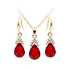 Vintage lágrima Rhinestone mujeres joyería conjunto collar gancho pendientes colgantes