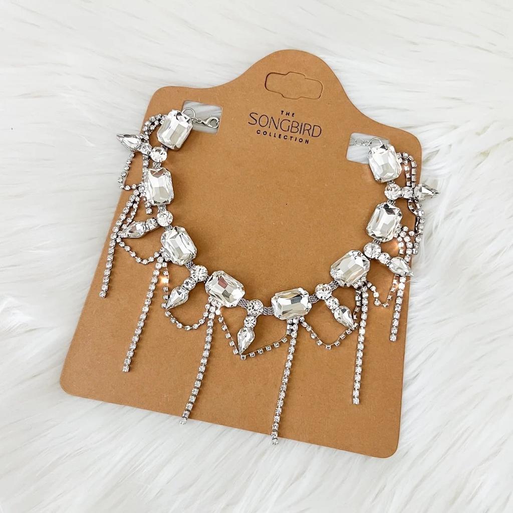European And American Jewelry, Niche Design Sense Light Luxury Full Diamond Collar, Sweet And Cool Fringed Rhinestone Necklace Collarbone Chain