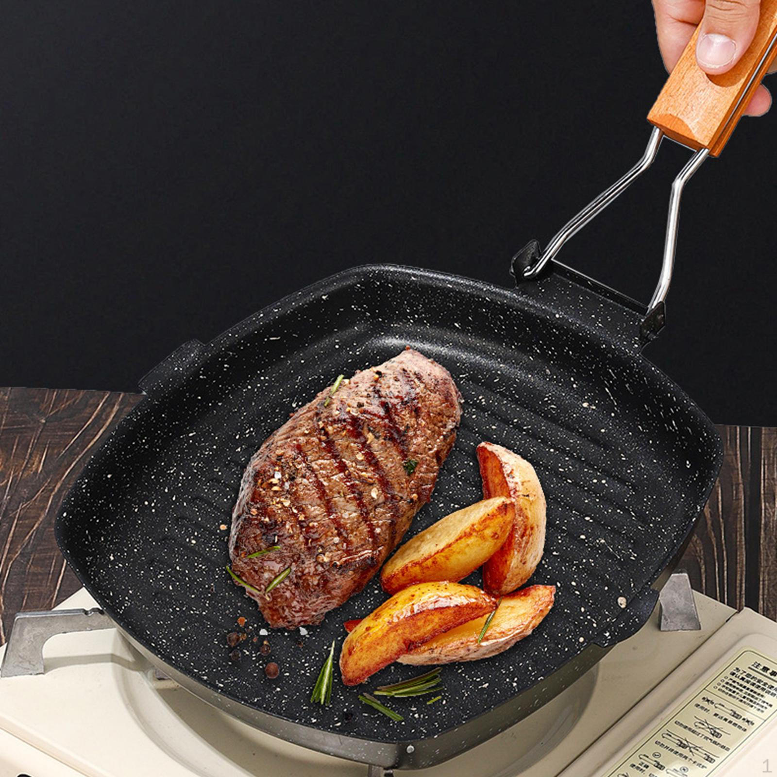 

Прямоугольная многофункциональная сковорода-гриль с ручками, антипригарная, черная, для мяса, кемпинга, блинов