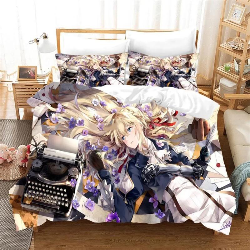 Stylish Cozy Anime Violet Evergarden 3d Sets Exquisite Bed Supplies Luxury Birthday Gift Comforter